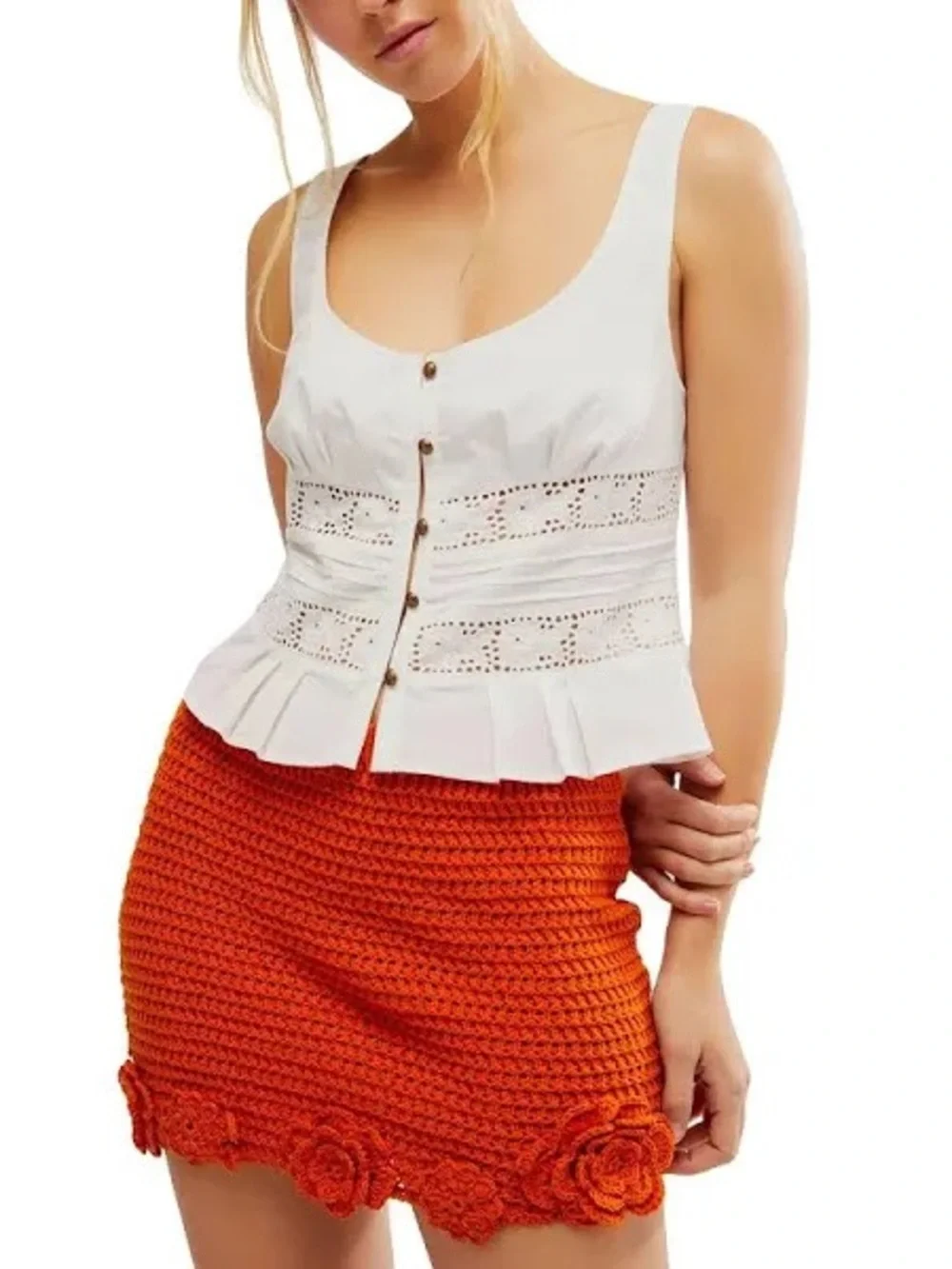 Free People Kianna Lace Tank Top